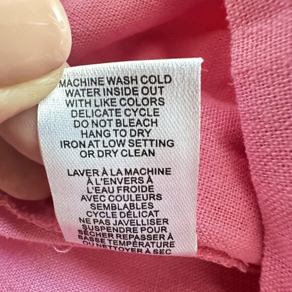 Talbots Pants Womens 12 Pink Linen Cropped Tassel Drawstring Resort Boho Trim‎ - Picture 13 of 13